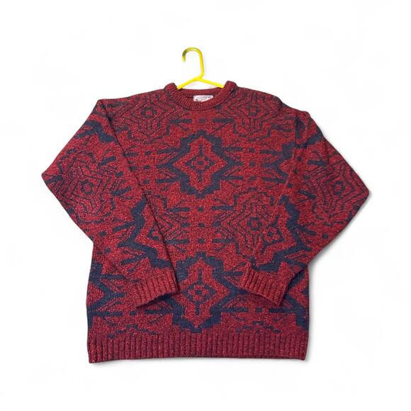 Vintage Le Tigre Sweater Mens Large Red Knit Pullover USA Preppy 90s Red Acrylic - Picture 1 of 7